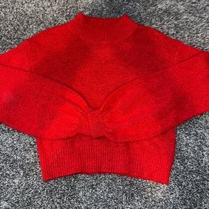 red wild fable cropped turtle neck with bubble sleeves